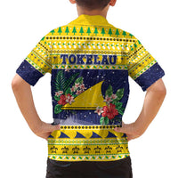 Tokelau Christmas Family Matching Off Shoulder Short Dress and Hawaiian Shirt Tokelauan Badge Manuia Te Kilihimahi LT05 - Polynesian Pride