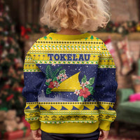 Tokelau Christmas Kid Ugly Christmas Sweater Tokelauan Badge Manuia Te Kilihimahi LT05 - Polynesian Pride