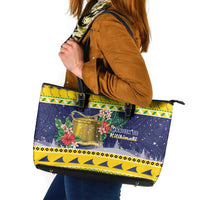 Tokelau Christmas Leather Tote Bag Tokelauan Badge Manuia Te Kilihimahi LT05 Yellow - Polynesian Pride