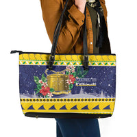 Tokelau Christmas Leather Tote Bag Tokelauan Badge Manuia Te Kilihimahi LT05 - Polynesian Pride