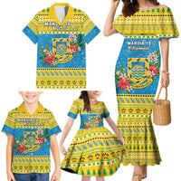Tuvalu Christmas Family Matching Mermaid Dress and Hawaiian Shirt Coat Of Arms Manuia Te Kilisimasi LT05 - Polynesian Pride