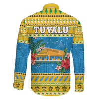 Tuvalu Christmas Family Matching Off The Shoulder Long Sleeve Dress and Hawaiian Shirt Coat Of Arms Manuia Te Kilisimasi