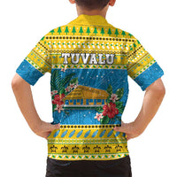 Tuvalu Christmas Family Matching Tank Maxi Dress and Hawaiian Shirt Coat Of Arms Manuia Te Kilisimasi LT05 - Polynesian Pride