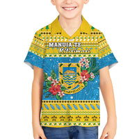 Tuvalu Christmas Kid Hawaiian Shirt Coat Of Arms Manuia Te Kilisimasi LT05 Kid Yellow - Polynesian Pride