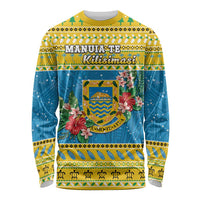 Tuvalu Christmas Long Sleeve Shirt Coat Of Arms Manuia Te Kilisimasi LT05 Unisex Yellow - Polynesian Pride