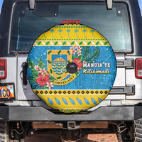 Tuvalu Christmas Spare Tire Cover Coat Of Arms Manuia Te Kilisimasi LT05 Yellow - Polynesian Pride