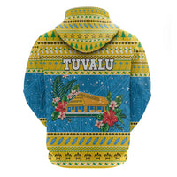 Tuvalu Christmas Zip Hoodie Coat Of Arms Manuia Te Kilisimasi LT05 - Polynesian Pride