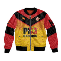 Papua New Guinea Rugby Custom Sleeve Zip Bomber Jacket Go Orchids Pacific Champions