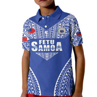 Fetu Samoa Rugby Custom Kid Polo Shirt Go Champions LT05 Kid Blue - Polynesian Pride