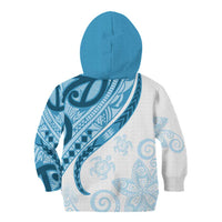 Blue Polynesian Tribal Turtle Floral Pattern Kid Hoodie
