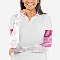 Rose Pink Polynesian Tribal Turtle Floral Pattern Arm Sleeves - Polynesian Pride