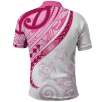 Rose Pink Polynesian Tribal Turtle Floral Pattern Polo Shirt