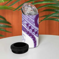 Purple Polynesian Tribal Turtle Floral Pattern 4 in 1 Can Cooler Tumbler LT05 - Polynesian Pride