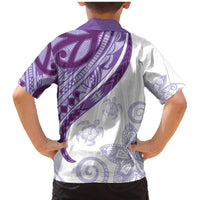 Purple Polynesian Tribal Turtle Floral Pattern Family Matching Mermaid Dress and Hawaiian Shirt LT05 - Polynesian Pride