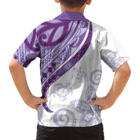 Purple Polynesian Tribal Turtle Floral Pattern Family Matching Summer Maxi Dress and Hawaiian Shirt LT05 - Polynesian Pride