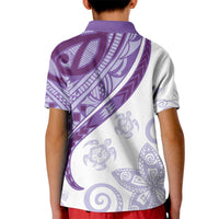 Purple Polynesian Tribal Turtle Floral Pattern Kid Polo Shirt LT05 - Polynesian Pride