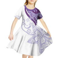 Purple Polynesian Tribal Turtle Floral Pattern Kid Short Sleeve Dress LT05 - Polynesian Pride