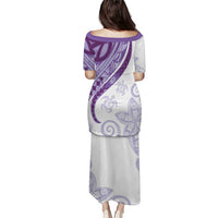 Purple Polynesian Tribal Turtle Floral Pattern Puletasi