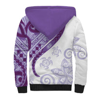 Purple Polynesian Tribal Turtle Floral Pattern Sherpa Hoodie
