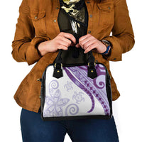 Purple Polynesian Tribal Turtle Floral Pattern Shoulder Handbag