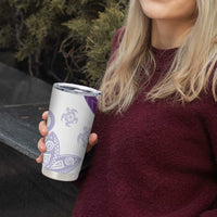 Purple Polynesian Tribal Turtle Floral Pattern Tumbler Cup LT05 - Polynesian Pride
