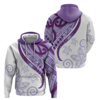 Purple Polynesian Tribal Turtle Floral Pattern Zip Hoodie