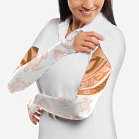 Orange Polynesian Tribal Turtle Floral Pattern Arm Sleeves - Polynesian Pride