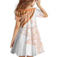 Orange Polynesian Tribal Turtle Floral Pattern Family Matching Mermaid Dress and Hawaiian Shirt LT05 - Polynesian Pride
