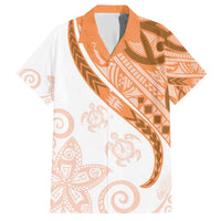 Orange Polynesian Tribal Turtle Floral Pattern Family Matching Short Sleeve Bodycon Dress and Hawaiian Shirt LT05 Dad's Shirt - Short Sleeve Orange - Polynesian Pride