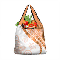 Orange Polynesian Tribal Turtle Floral Pattern Grocery Bag