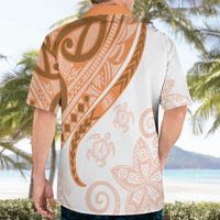 Orange Polynesian Tribal Turtle Floral Pattern Hawaiian Shirt