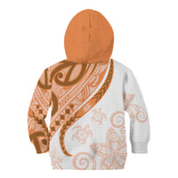 Orange Polynesian Tribal Turtle Floral Pattern Kid Hoodie