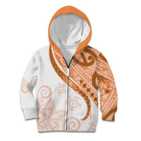 Orange Polynesian Tribal Turtle Floral Pattern Kid Hoodie