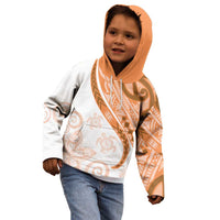 Orange Polynesian Tribal Turtle Floral Pattern Kid Hoodie