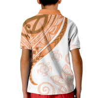 Orange Polynesian Tribal Turtle Floral Pattern Kid Polo Shirt LT05 - Polynesian Pride