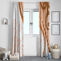 Orange Polynesian Tribal Turtle Floral Pattern Window Curtain