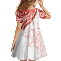 Coral Red Polynesian Tribal Turtle Floral Pattern Family Matching Off Shoulder Maxi Dress and Hawaiian Shirt LT05 - Polynesian Pride