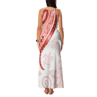 Coral Red Polynesian Tribal Turtle Floral Pattern Family Matching Tank Maxi Dress and Hawaiian Shirt LT05 - Polynesian Pride