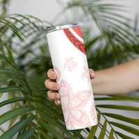 Coral Red Polynesian Tribal Turtle Floral Pattern Skinny Tumbler LT05 - Polynesian Pride