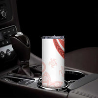 Coral Red Polynesian Tribal Turtle Floral Pattern Skinny Tumbler LT05 - Polynesian Pride