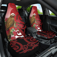 New Zealand Parrot Kaka Car Seat Cover Maori Koru With Pohutukawa Flowers - Polynesian Pride