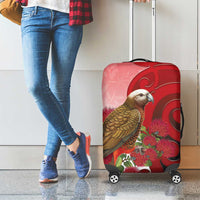 New Zealand Parrot Kaka Luggage Cover Maori Koru With Pohutukawa Flowers LT05 - Polynesian Pride