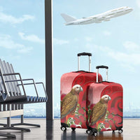 New Zealand Parrot Kaka Luggage Cover Maori Koru With Pohutukawa Flowers LT05 - Polynesian Pride