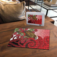 New Zealand Parrot Kaka Puzzle Maori Koru With Pohutukawa Flowers LT05 - Polynesian Pride