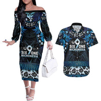 Micronesia FSM 691 Couples Matching Off The Shoulder Long Sleeve Dress and Hawaiian Shirt Respect Culture