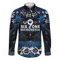 Micronesia FSM 691 Family Matching Mermaid Dress and Hawaiian Shirt Respect Culture LT05 Dad's Shirt - Long Sleeve Blue - Polynesian Pride