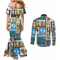 FSM Micronesia Culture Couples Matching Mermaid Dress and Long Sleeve Button Shirt