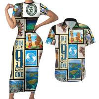 FSM Micronesia Culture Couples Matching Short Sleeve Bodycon Dress and Hawaiian Shirt
