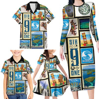 FSM Micronesia Culture Family Matching Long Sleeve Bodycon Dress and Hawaiian Shirt