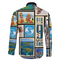 FSM Micronesia Culture Family Matching Off Shoulder Maxi Dress and Hawaiian Shirt